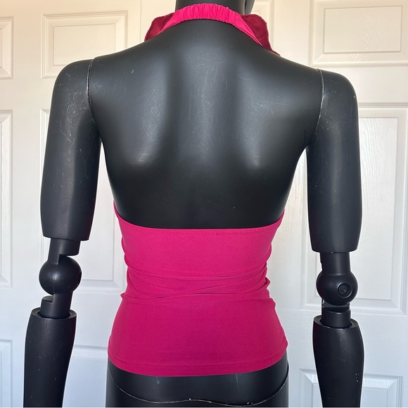 3D Floral ruffled tops sleeveless red stretch 
xs - Picture 7 of 8